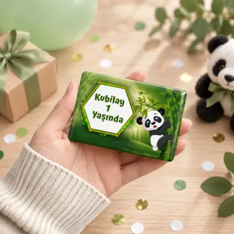 Kişiye Özel Bambu Ormanı Pandalı Doğum Günü Magneti - 10 Adet