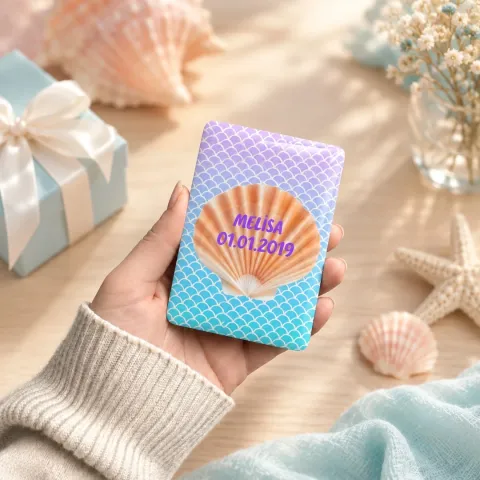 Kişiye Özel Deniz Kabuklu Pastel Dikey Doğum Günü Magneti - 10 Adet