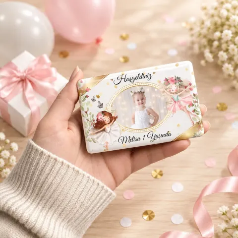 Kişiye Özel Fotoğraflı Pastel Hayvanlı Hoş Geldin Yazılı Doğum Günü Magneti - 10 Adet