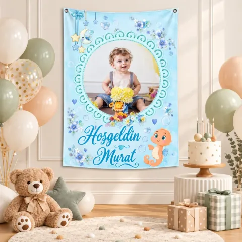 Kişiye Özel Hoş Geldin Bebek Yenidoğan Afişi