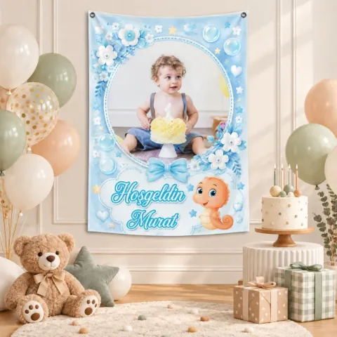 Kişiye Özel Hoş Geldin Bebek Yenidoğan Afişi