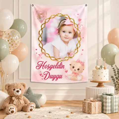 Kişiye Özel Hoş Geldin Bebek Yenidoğan Afişi