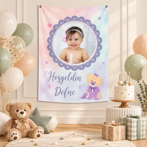 Kişiye Özel Hoş Geldin Bebek Yenidoğan Afişi