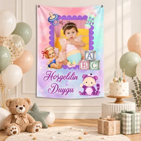 Kişiye Özel Hoş Geldin Bebek Yenidoğan Afişi