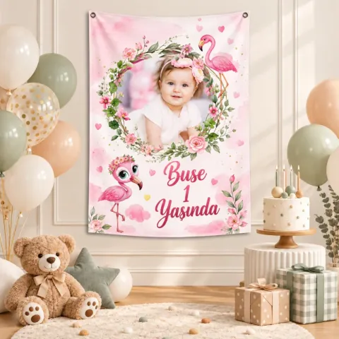 Kişiye Özel Flamingo Temalı Doğum Günü Afişi