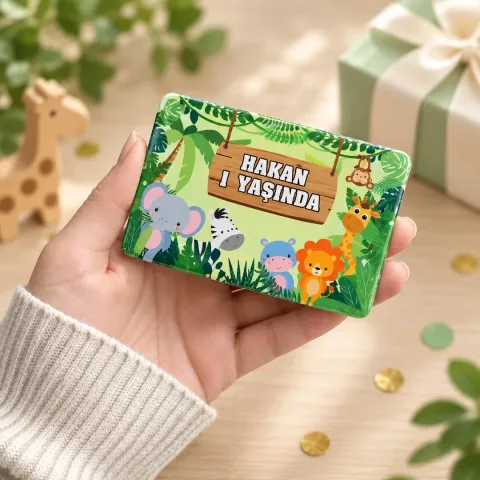 Kişiye Özel Orman Hayvanlı Ahşap Tabelalı Doğum Günü Magneti - 10 Adet
