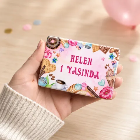 Kişiye Özel Pembe Donutlu Tatlı Temalı Doğum Günü Magneti - 10 Adet