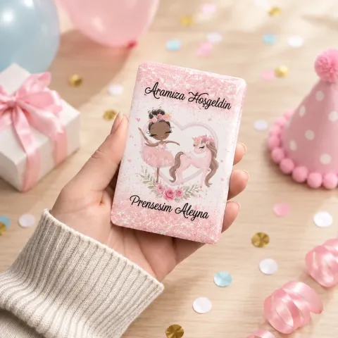 Kişiye Özel Prenses Balerinli Unicornlu Hoş Geldin Bebek Magneti - 10 Adet