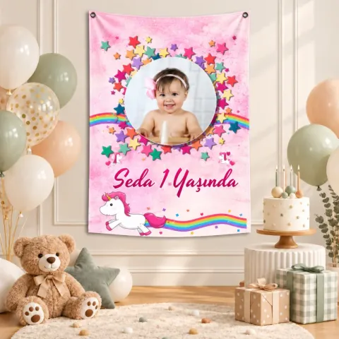Kişiye Özel Unicorn Temalı Doğum Günü Afişi