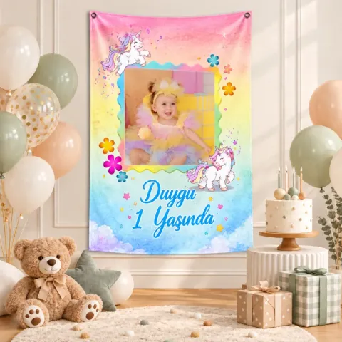 Kişiye Özel Unicorn Temalı Doğum Günü Afişi