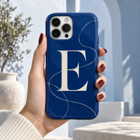 Kobalt Mavisi Harf Monogramlı Telefon Kılıfı - Tüm Modeller
