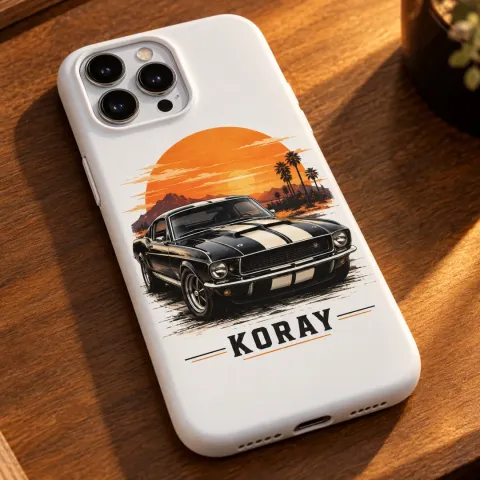 Beyaz 60'lar Klasik Otomobil Telefon Kılıfı - Tüm Modeller