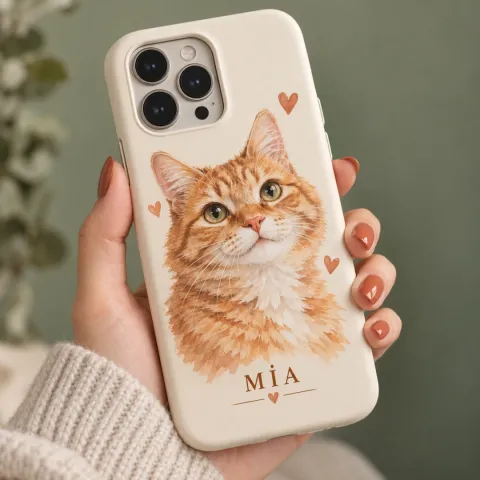 Suluboya Kedi Telefon Kılıfı - Tüm Modeller