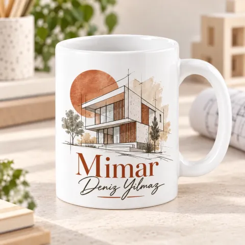 Mimarlara Özel Modern Villa Çizimli Minimal Kupa Bardak
