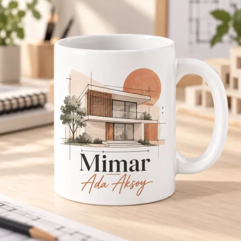 Mimarlara Özel Ters Tasarım Villa Çizimli Kupa Bardak