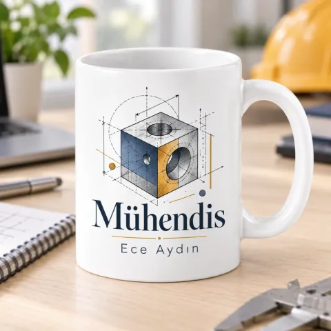 Mühendislere Özel İzometrik 3D Şekil Çizimli Kupa Bardak