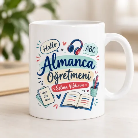 Kişiye Özel Almanca Öğretmeni Tasarımlı Kupa Bardak