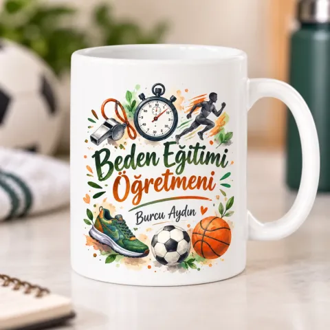 Kişiye Özel Beden Eğitimi Öğretmeni Tasarımlı Model 4 Kupa Bardak