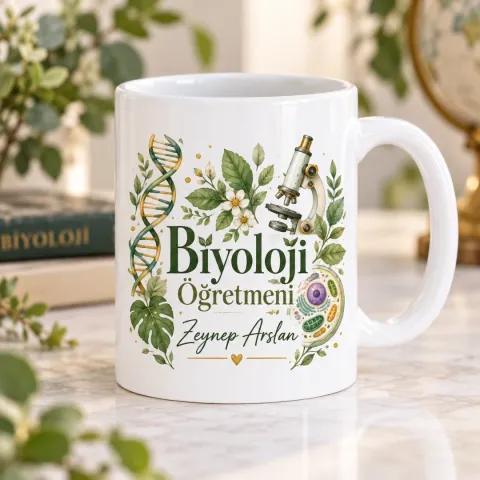 Kişiye Özel Biyoloji Öğretmeni Tasarımlı Model 4 Kupa Bardak