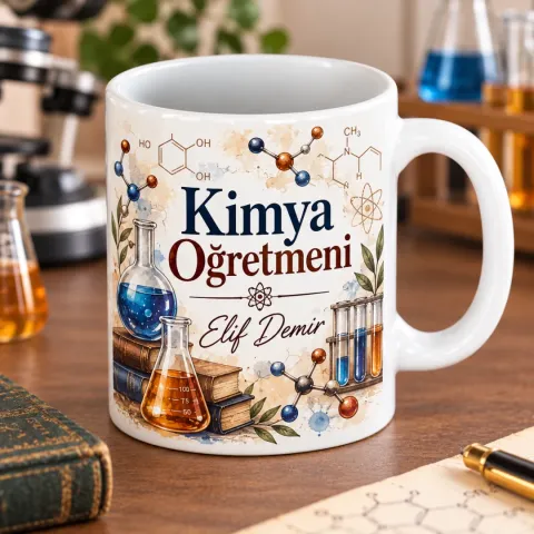Kişiye Özel Kimya Öğretmeni Tasarımlı Model 3 Kupa Bardak