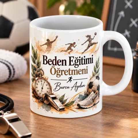 Kişiye Özel Beden Eğitimi Öğretmeni Tasarımlı Model 3 Kupa Bardak