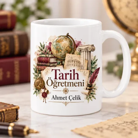 Kişiye Özel Tarih Öğretmeni Tasarımlı Model 4 Kupa Bardak