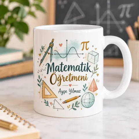 Kişiye Özel Matematik Öğretmeni Tasarımlı Model 4 Kupa Bardak