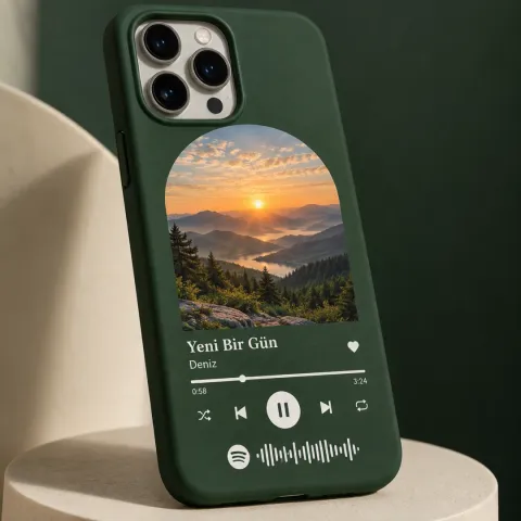 Spotify Orman Yeşili Gün Doğumu Doğa Temalı Telefon Kılıfı - Tüm Modeller