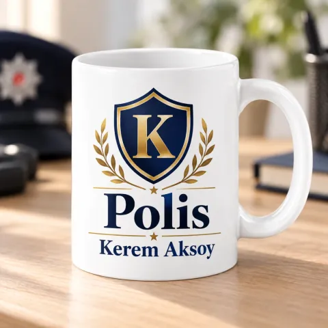 Polis Memurlarına Özel Klasik Polis Rozetli Kupa Bardak