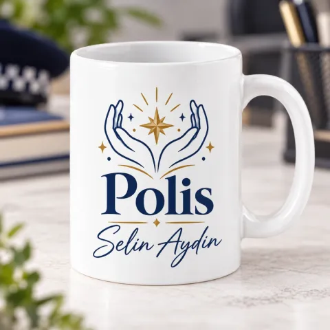 Polis Memurlarına Özel Modern Polis Temalı Kupa Bardak