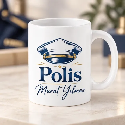 Polis Memurlarına Özel Polis Rozetli Kupa Bardak