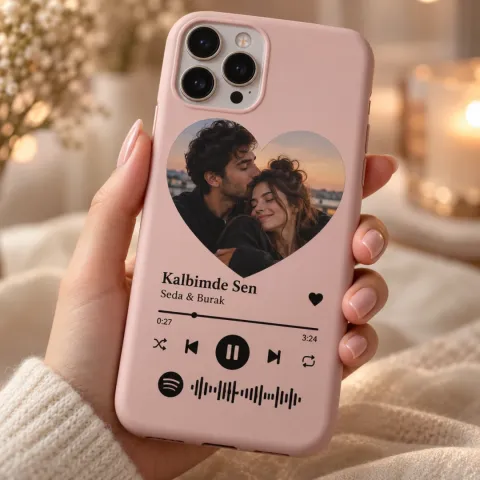 Spotify Pudra Zeminli Romantik Müzikçalar Telefon Kılıfı - Tüm Modeller